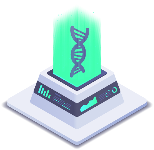 Biotech AI Stack - DNA Helix with coding icons